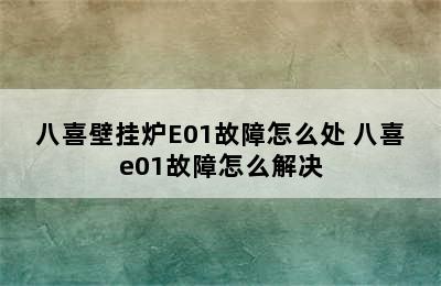 八喜壁挂炉E01故障怎么处 八喜e01故障怎么解决